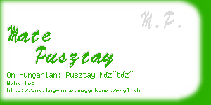mate pusztay business card